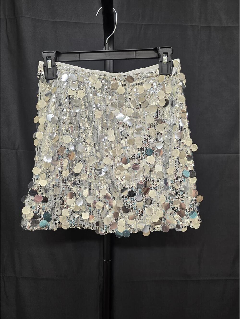 Women’s Silver Sequin Mini Bodycon Party Skirt Size S